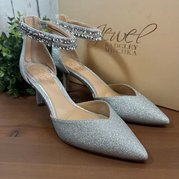 Jewel Badgley Mischka Women's Maya Crystal Strap 2-Piece Pump Heels Size 6