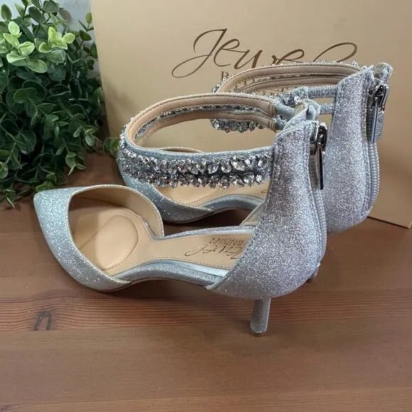 Jewel Badgley Mischka Women's Maya Crystal Strap 2-Piece Pump Heels Size 6