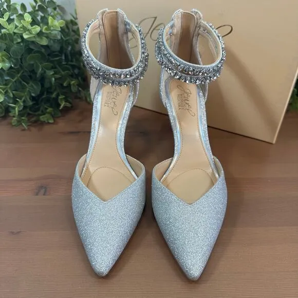 Jewel Badgley Mischka Women's Maya Crystal Strap 2-Piece Pump Heels Size 6