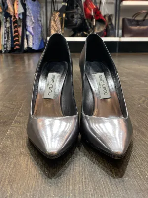 Jimmy Choo silver Toe Black Leather Pump