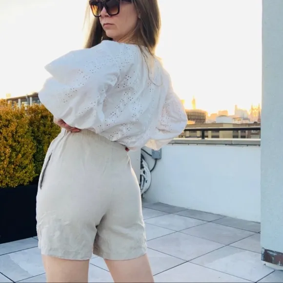J.Jill Linen High Waist Short Pull On Shorts Tan S