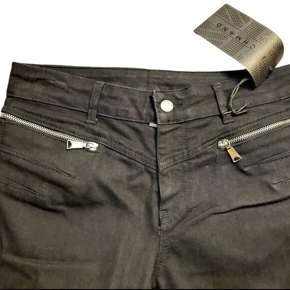 John Richmond 2-Way Zip Around Black Denim Jeans Sz 28 NWT
