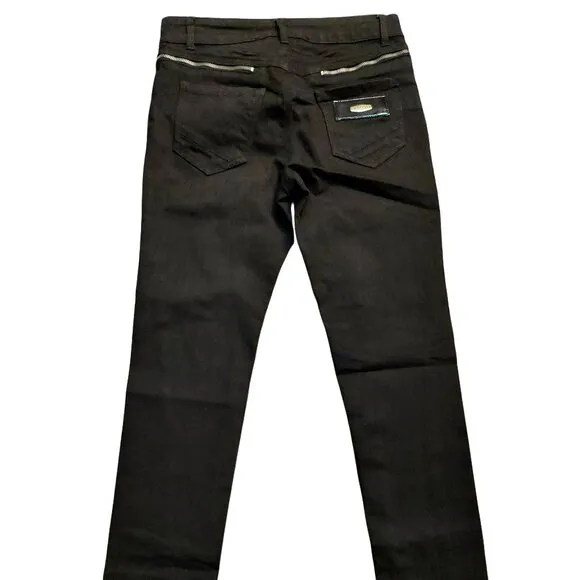 John Richmond 2-Way Zip Around Black Denim Jeans Sz 28 NWT