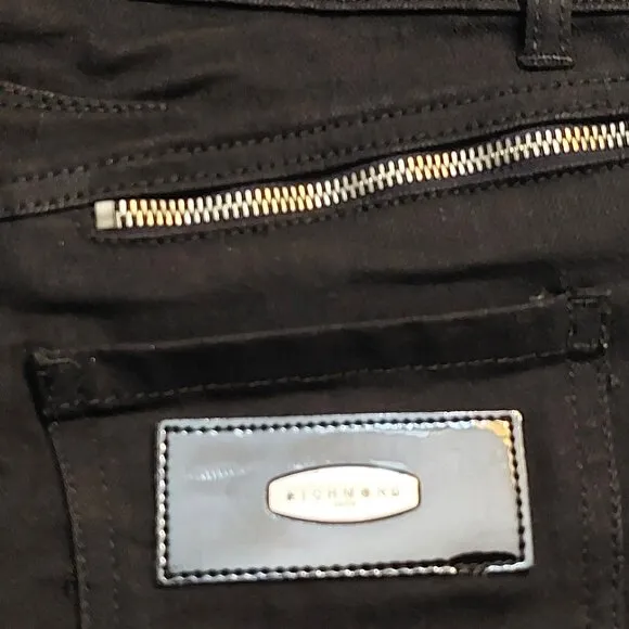 John Richmond 2-Way Zip Around Black Denim Jeans Sz 28 NWT