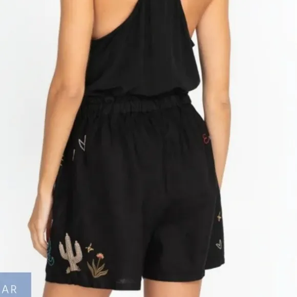 Johnny Was Embroidered Linen Shorts S