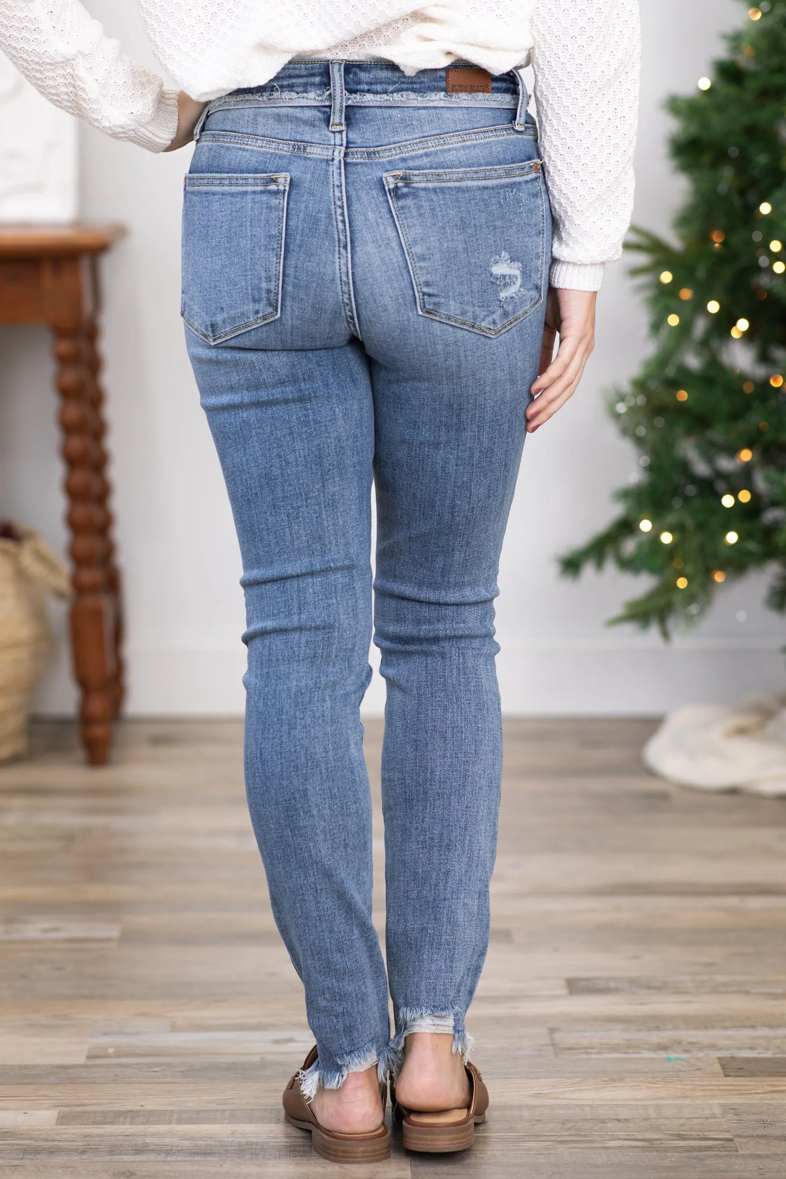 Judy Blue Frayed Hem Mid Rise Jeans