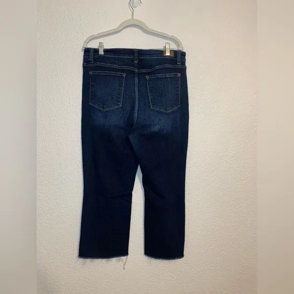 Judy Blue Wide Leg Jeans Women's 13/31 Dark Blue Raw Hem Flare High Rise