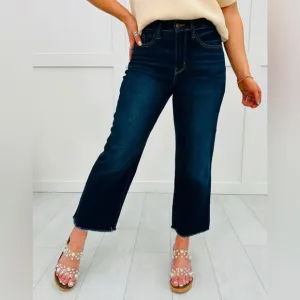 Judy Blue Wide Leg Jeans Women's 13/31 Dark Blue Raw Hem Flare High Rise