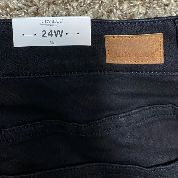 Judy Blue Lola Mid Rise Tapered Slim Fit Distressed Jeans Size 24W