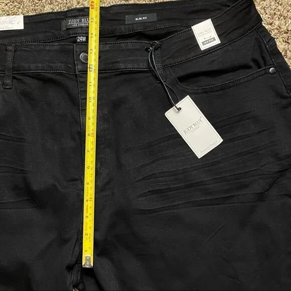 Judy Blue Lola Mid Rise Tapered Slim Fit Distressed Jeans Size 24W