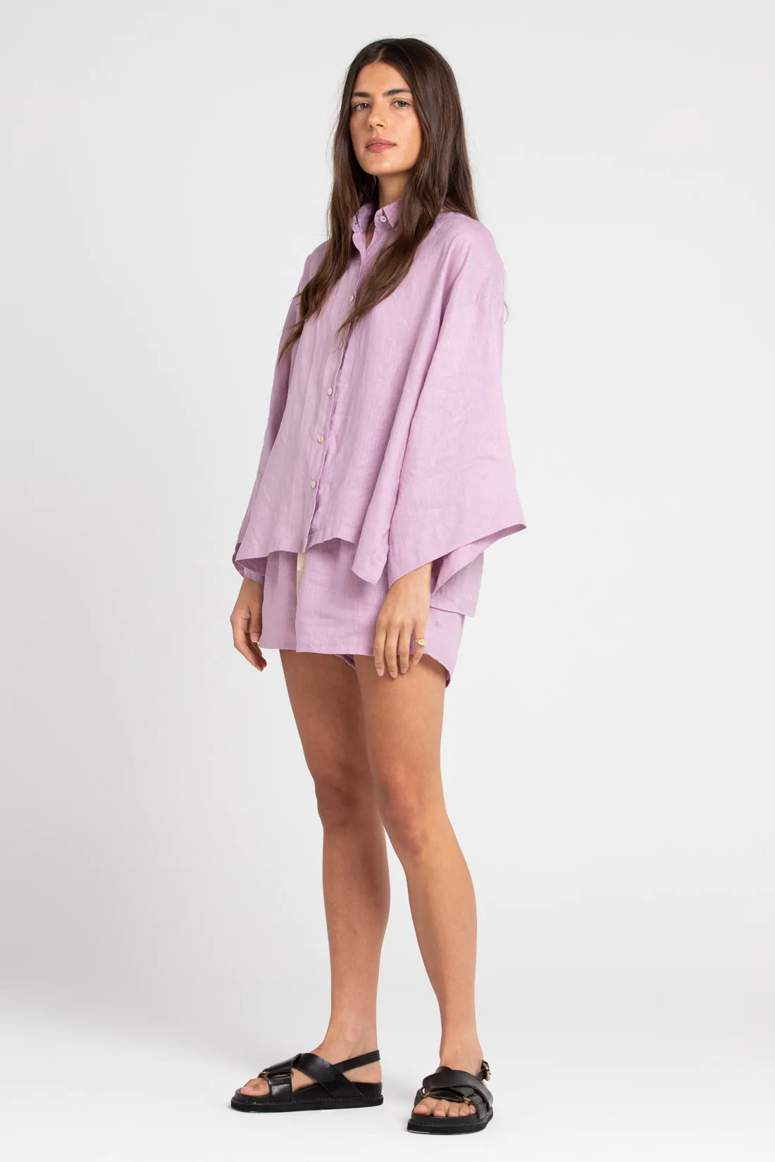 June Linen Shirt Lilac