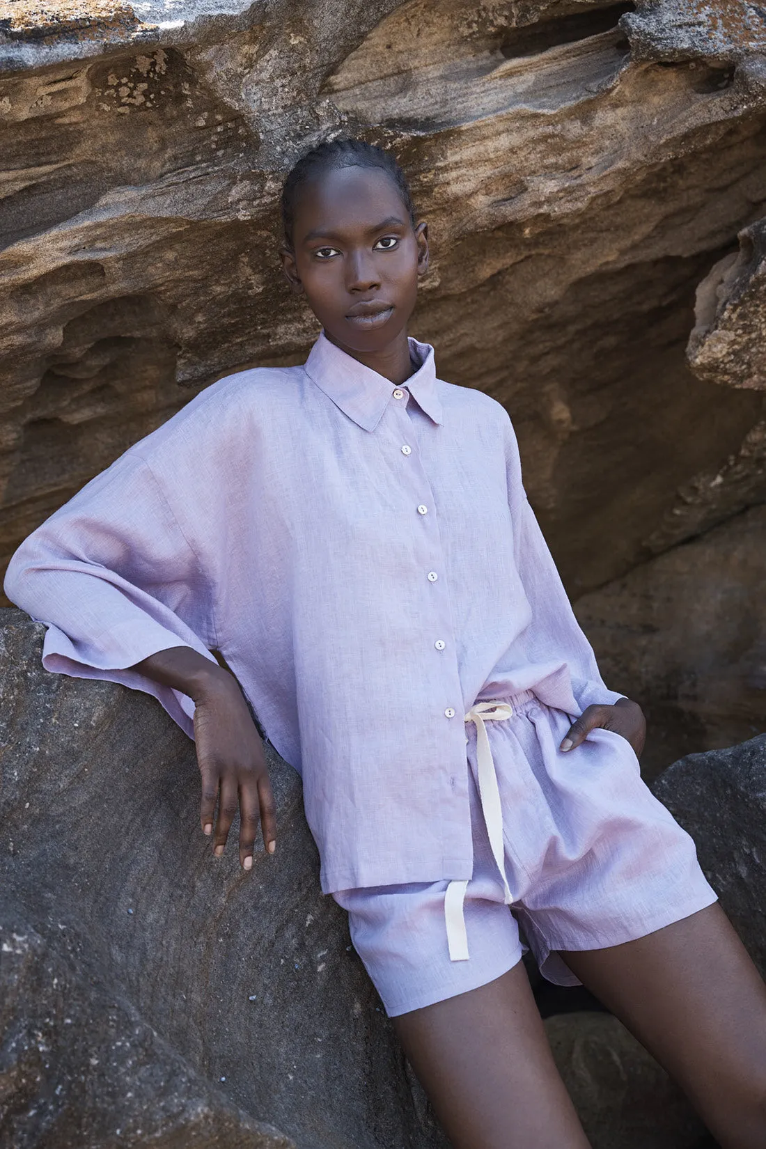 June Linen Shirt Lilac