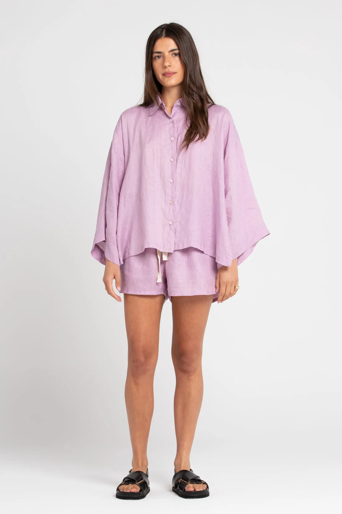 June Linen Shirt Lilac