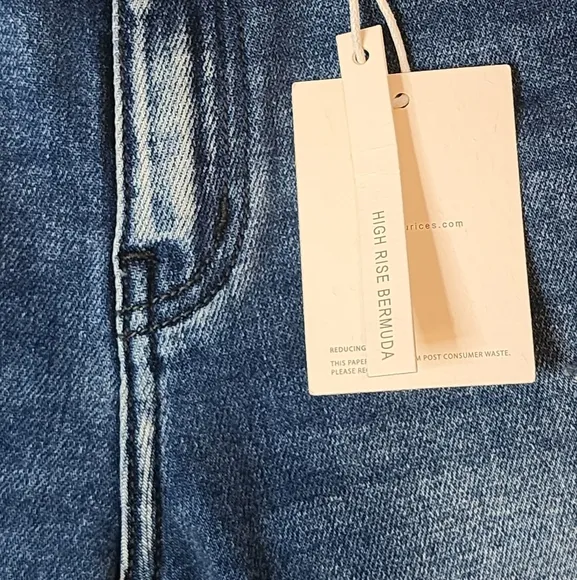 KanCan Distressed High Rise Bermuda Denim Shorts