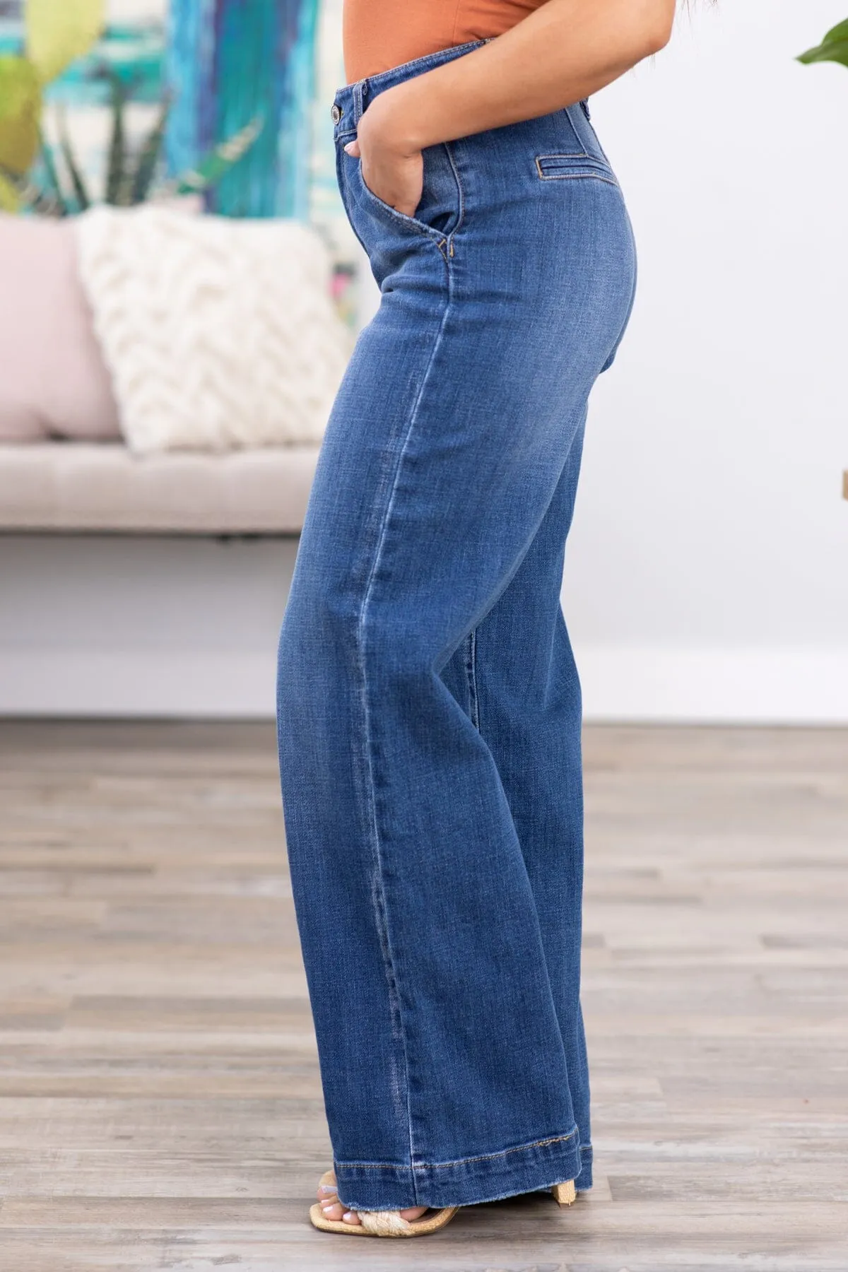 Kancan High Rise Wide Leg Trouser Jeans