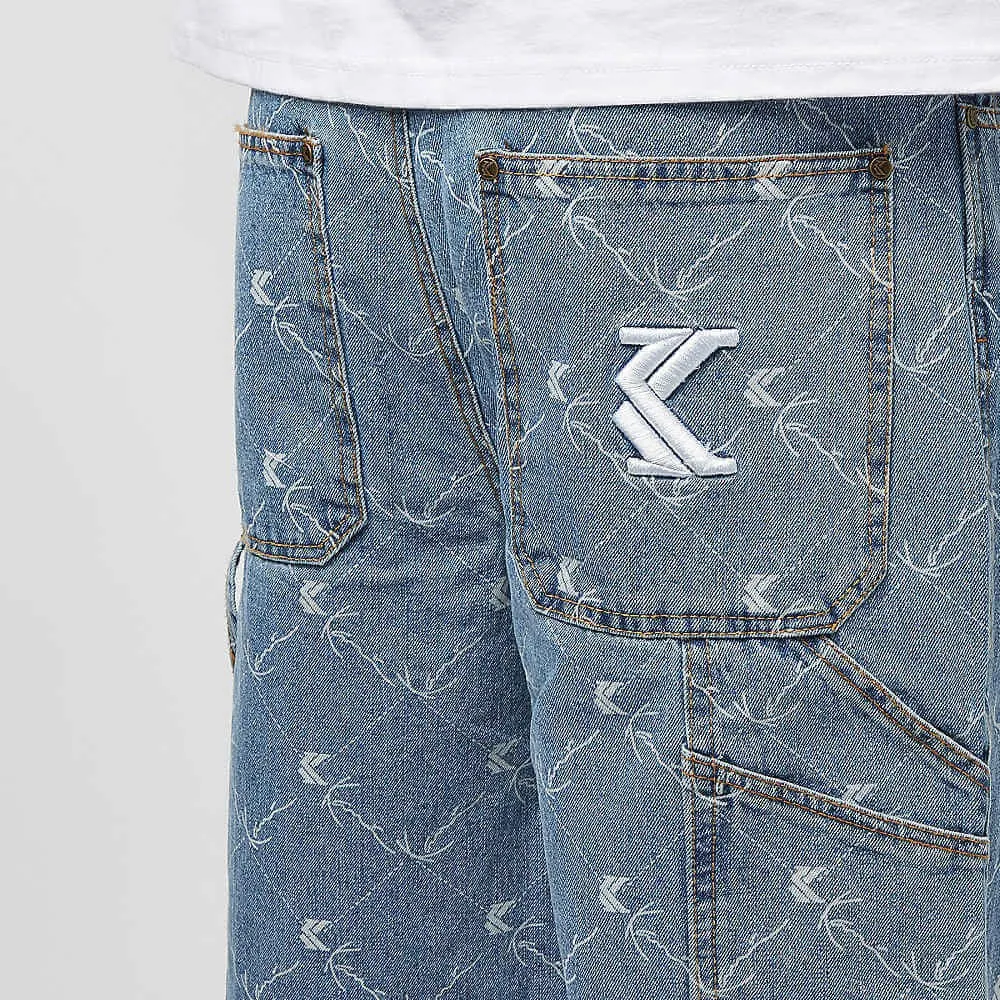 Karl Kani Denim Shorts Denim/White