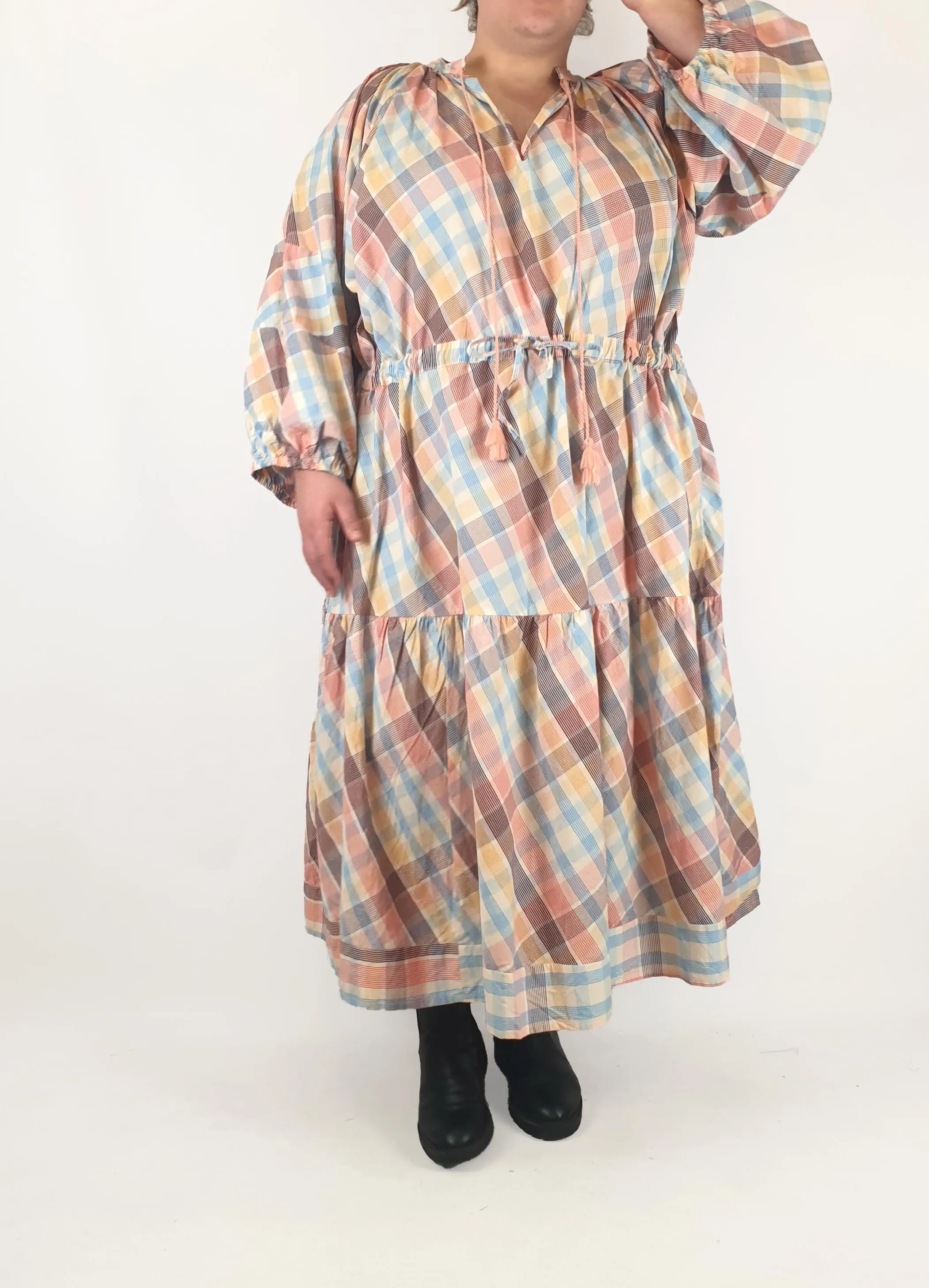 Kholo colourful criss cross print maxi dress size K5
