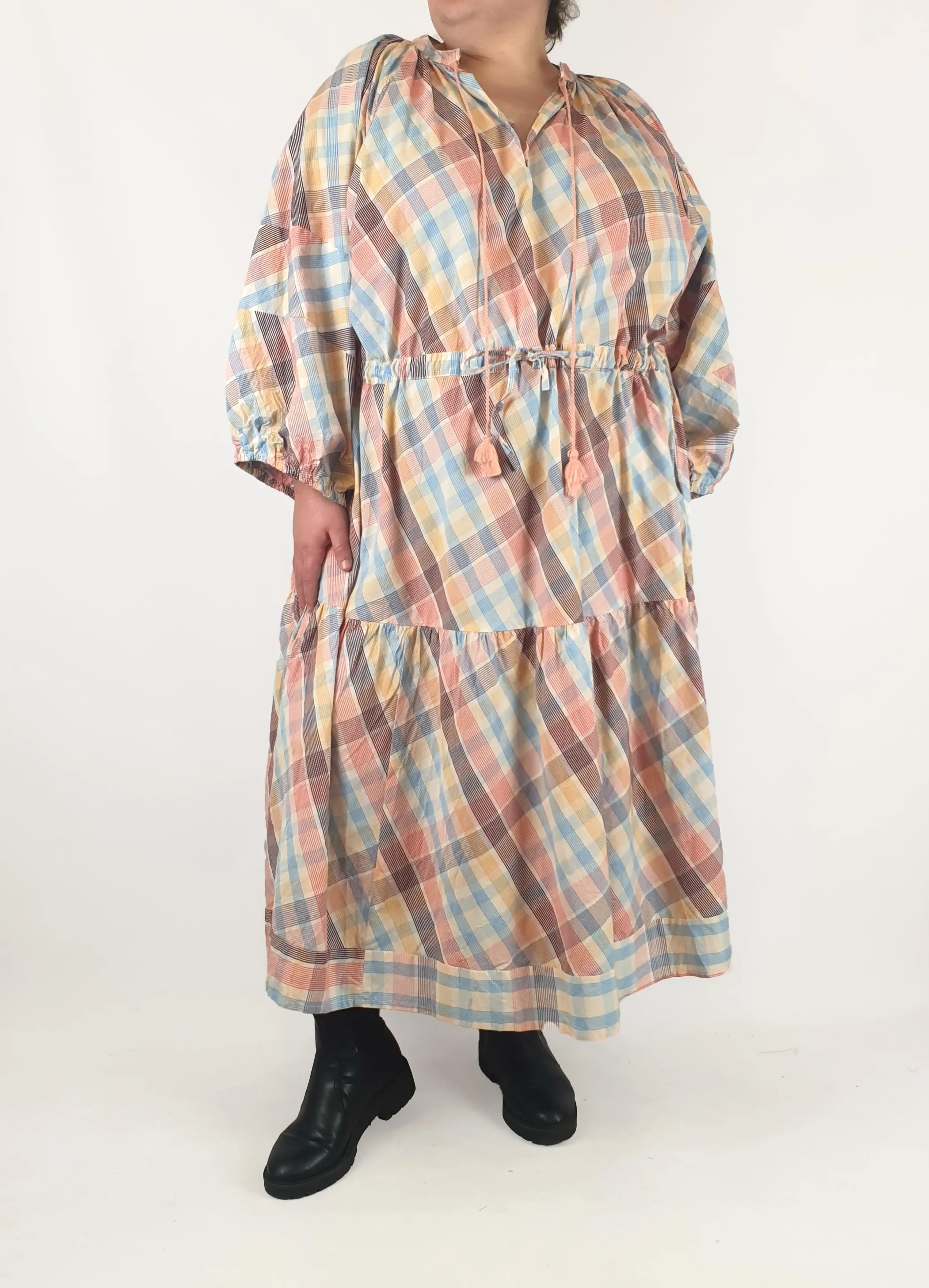 Kholo colourful criss cross print maxi dress size K5