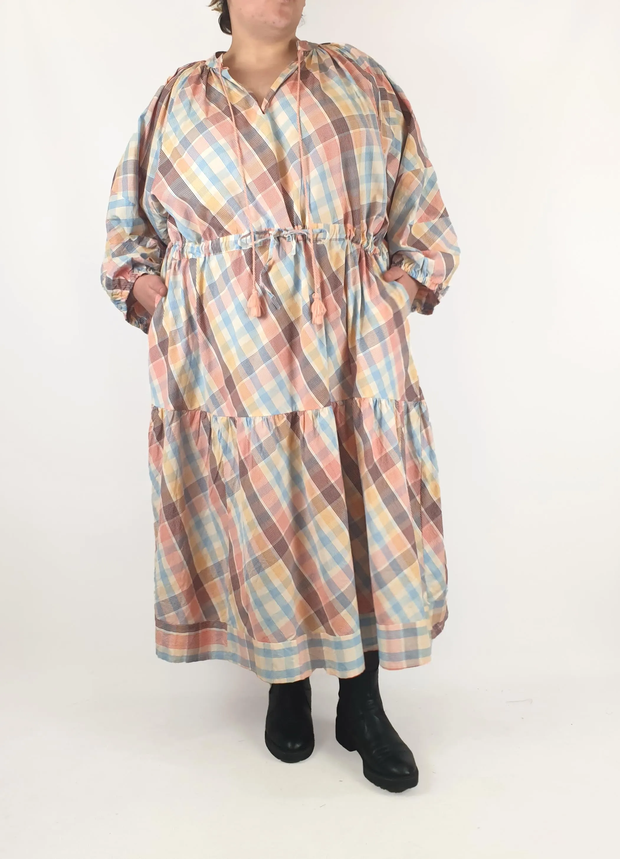 Kholo colourful criss cross print maxi dress size K5