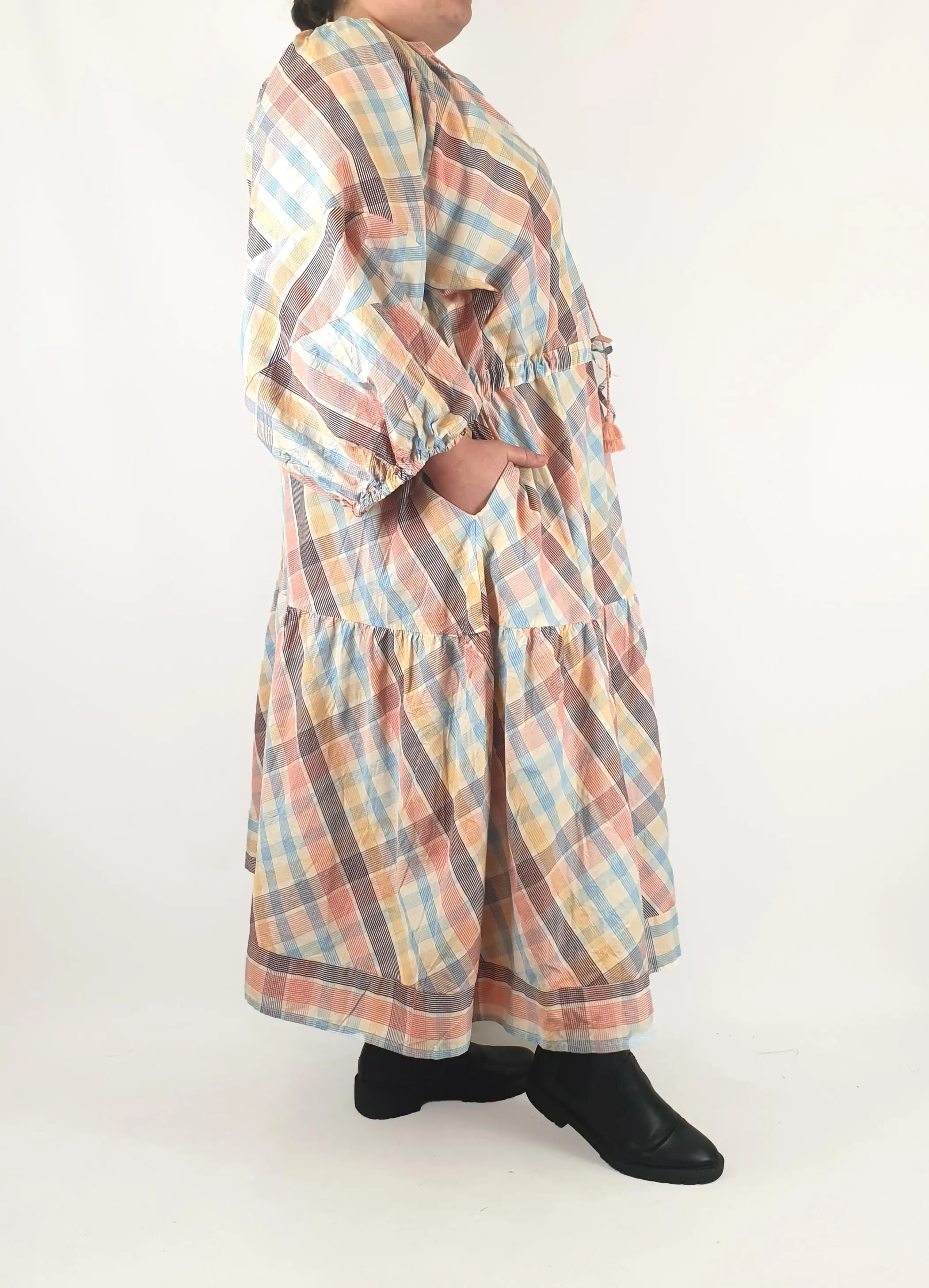 Kholo colourful criss cross print maxi dress size K5