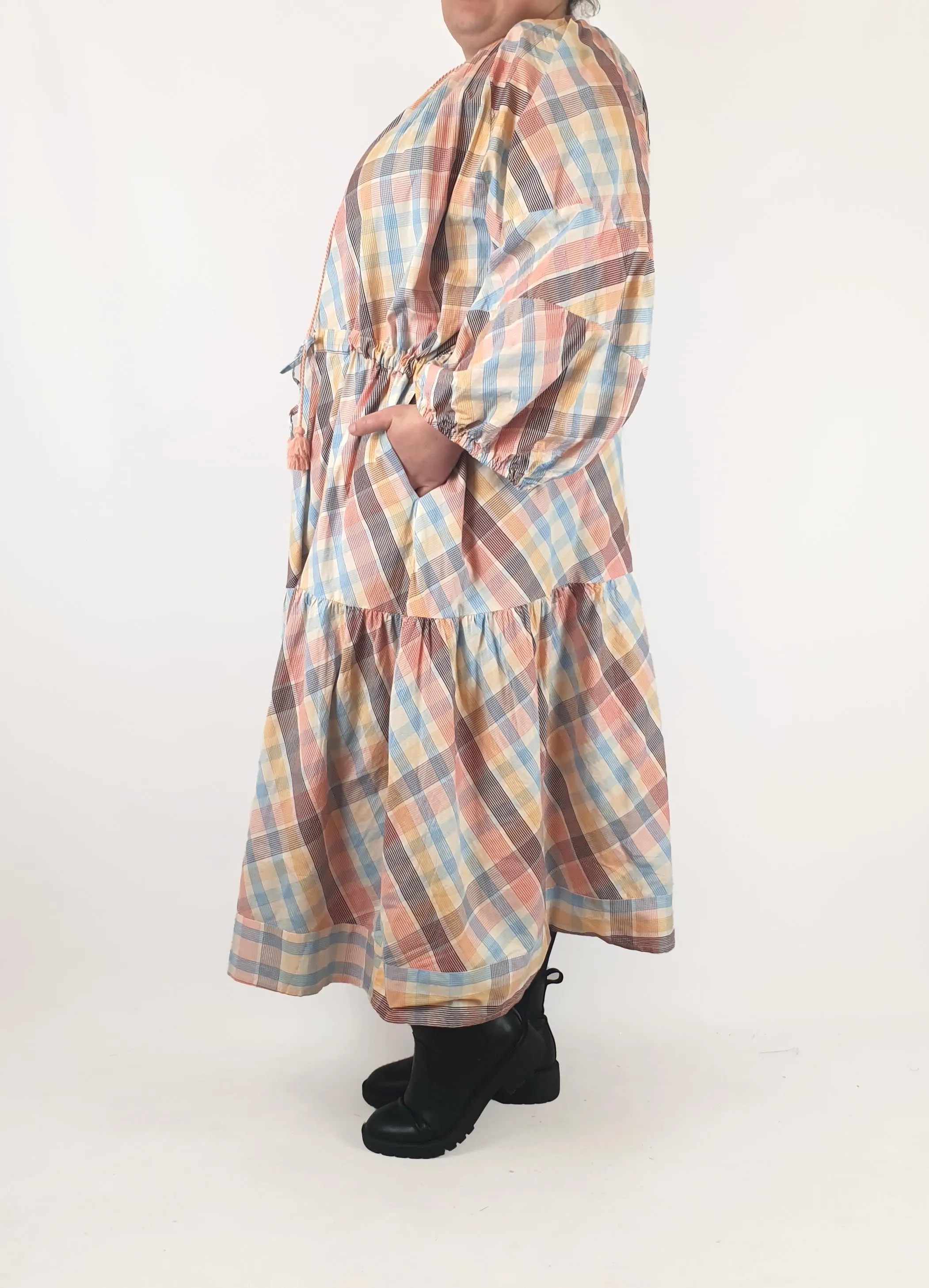Kholo colourful criss cross print maxi dress size K5