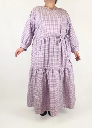 Kholo purple and mustard check print maxi dress size 24