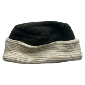 Kids Hat Green Cable Knit with Cream Band 159