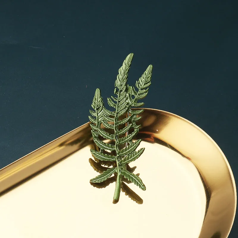 Korean Fashion Green 3D Leaf Brooch Creative Plant Pearl Pin 8 Pack