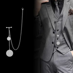 Korean Fashion Tassel Chain Brooches for Men Shirt Suit Collar Pins