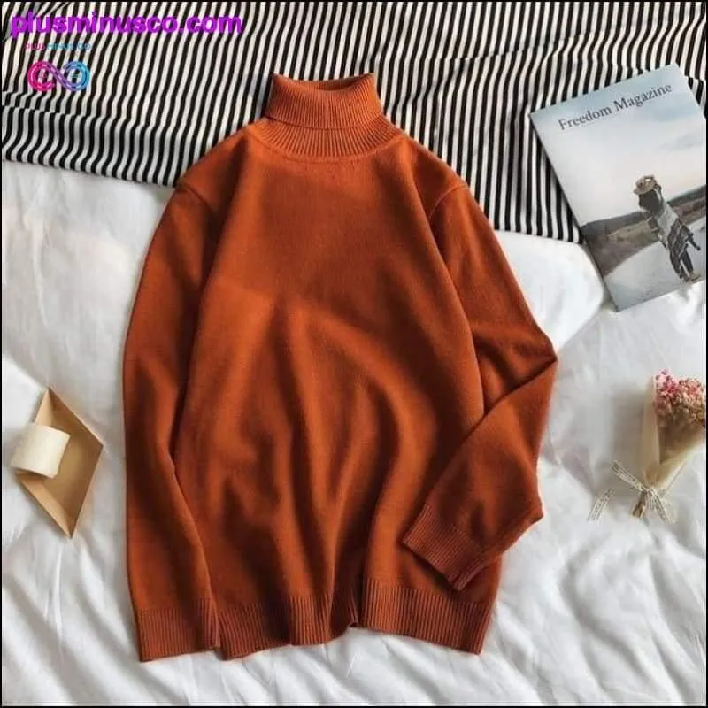 Korean-style Turtleneck Pullover Sweaters for Men at