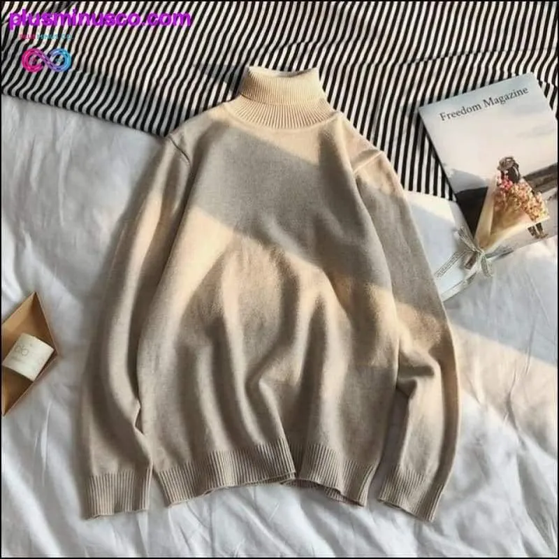Korean-style Turtleneck Pullover Sweaters for Men at