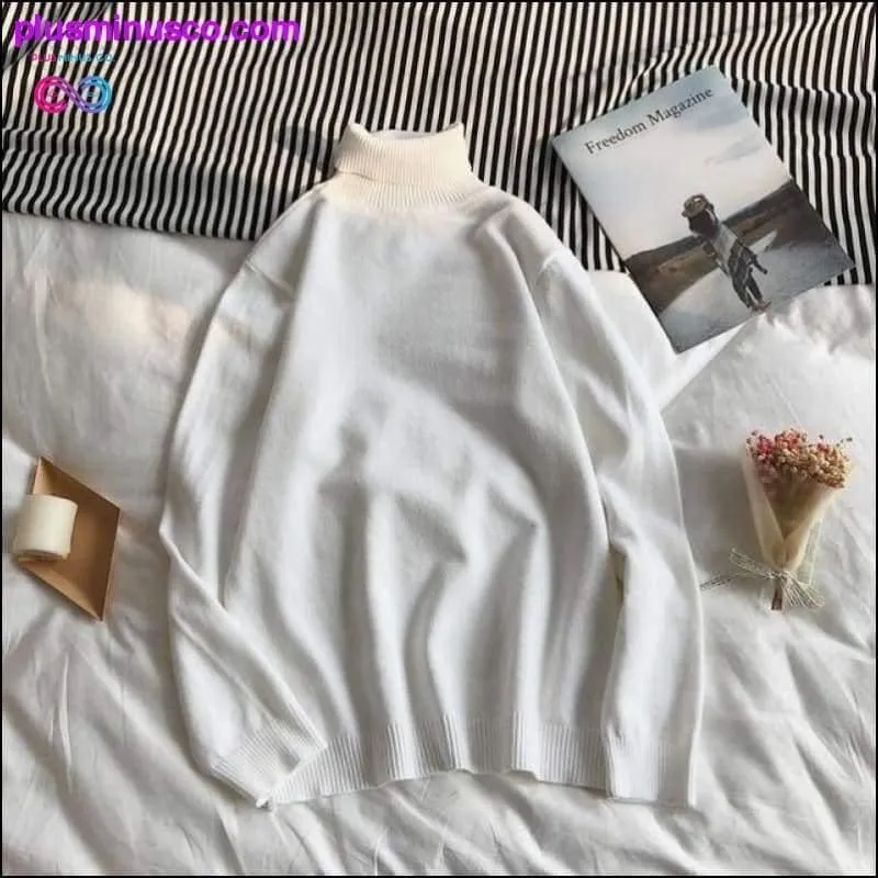 Korean-style Turtleneck Pullover Sweaters for Men at
