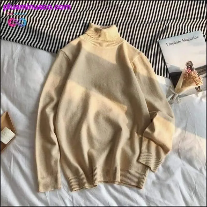 Korean-style Turtleneck Pullover Sweaters for Men at