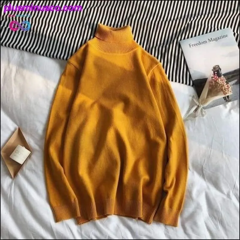 Korean-style Turtleneck Pullover Sweaters for Men at