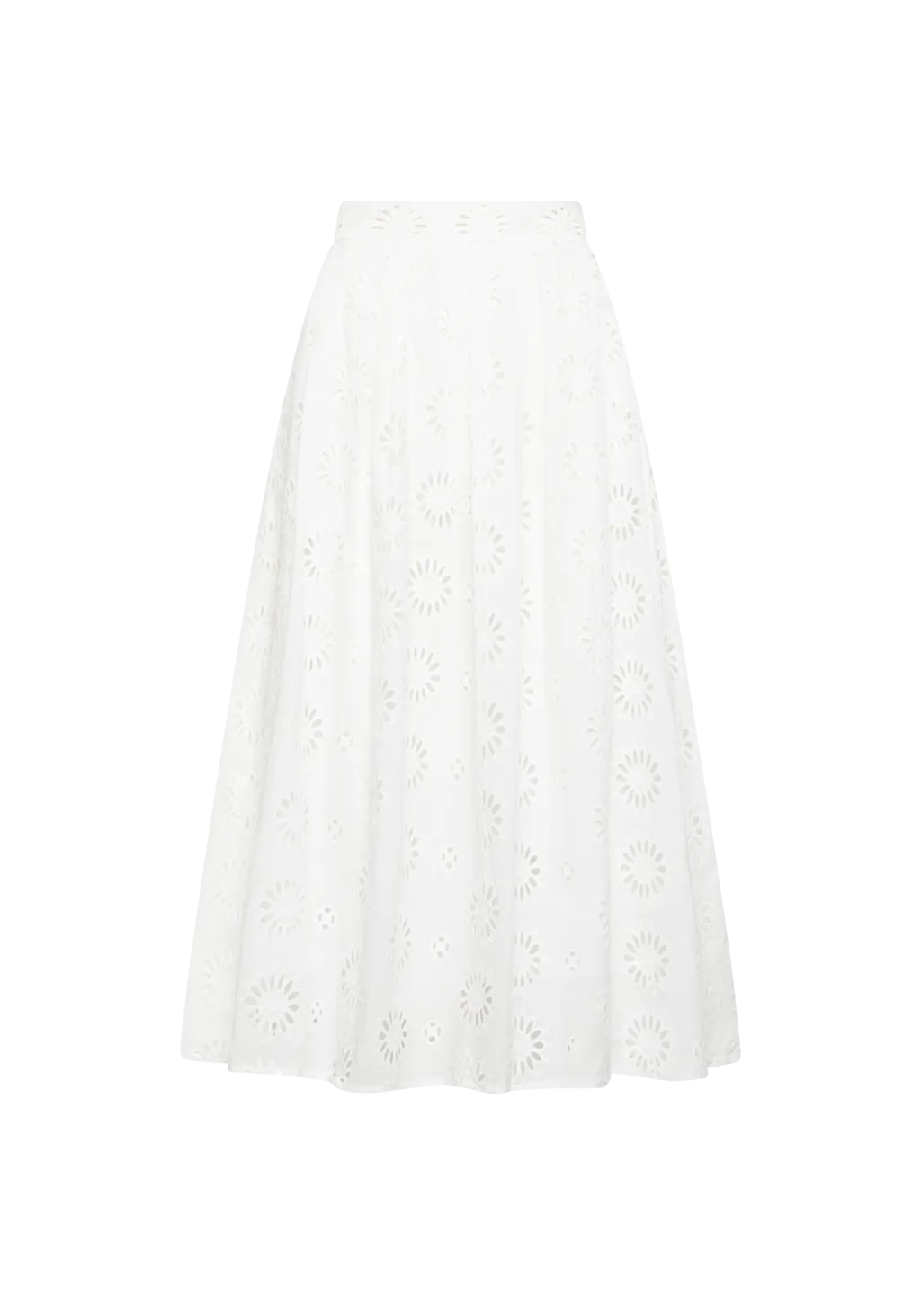 KYLIE WHITE FLORAL EYELET COTTON SKIRT