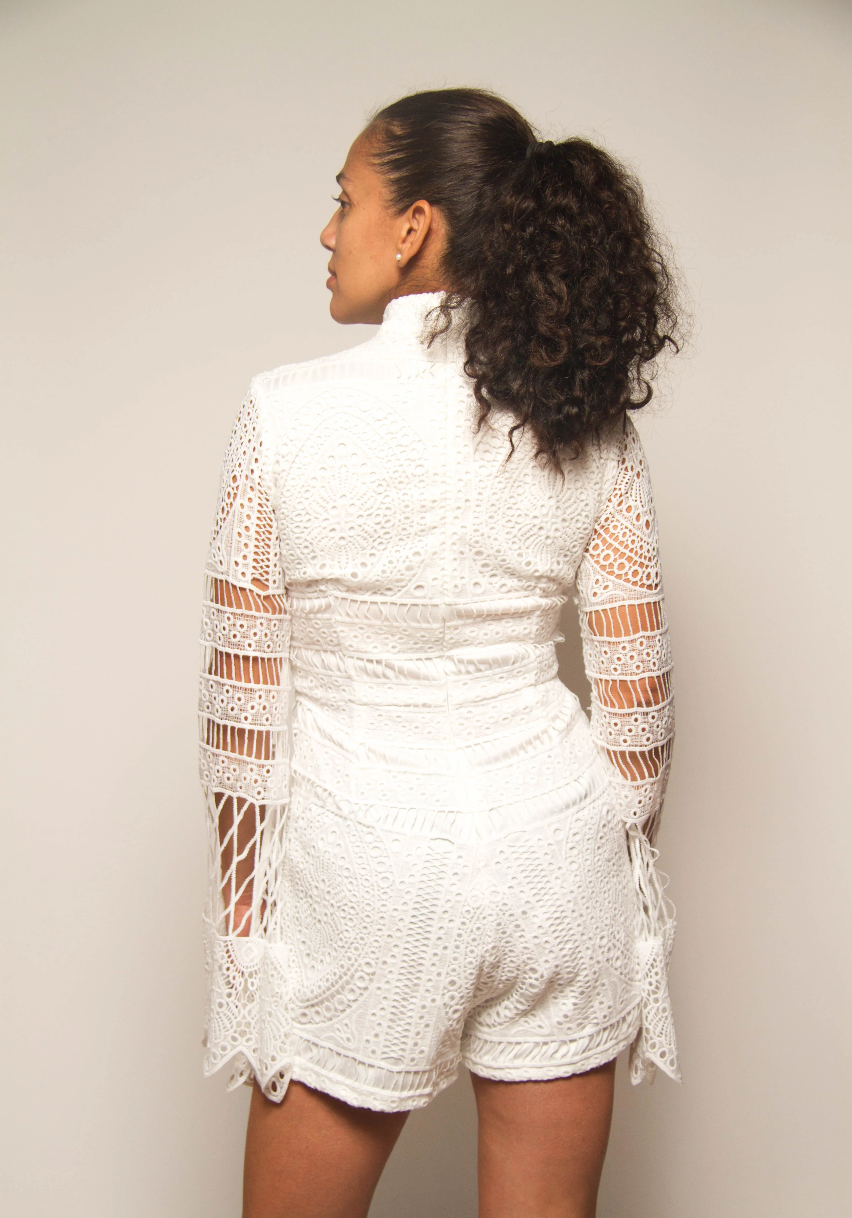 Lace Romper With Long Sleeve