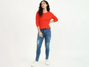 Ladies Round Neck Ribbed Sweatshirt