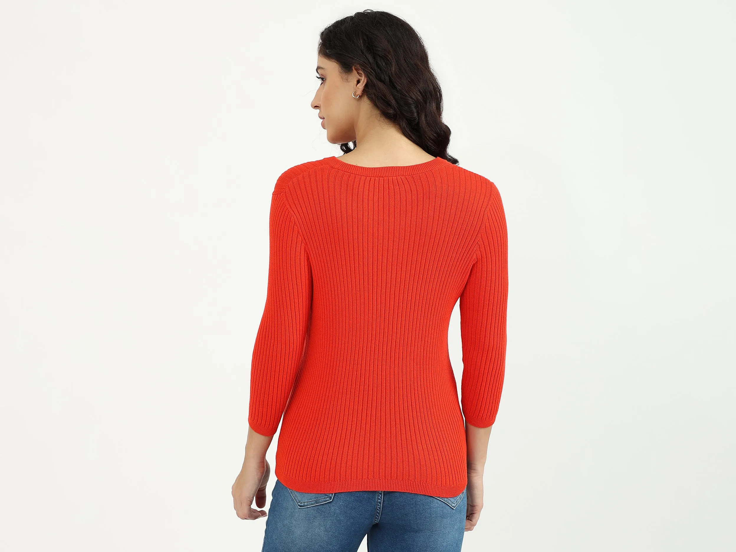 Ladies Round Neck Ribbed Sweatshirt