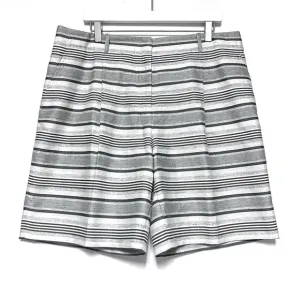 Lafayette 148 Rivington Bermuda Shorts Mica Stripe Size 14 Cotton Linen Blend