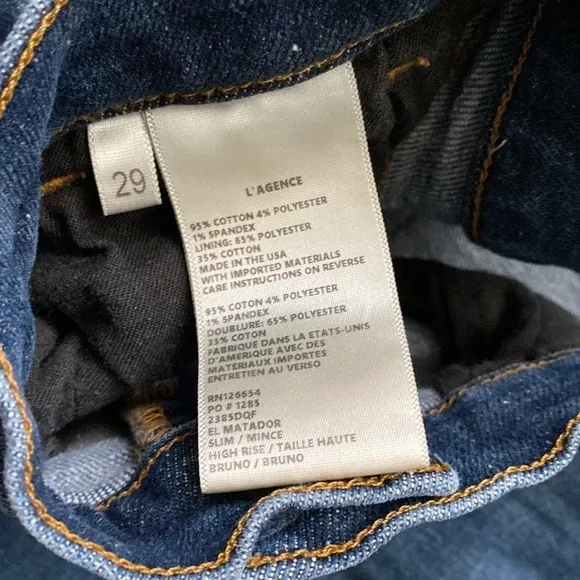 L’Agence El Matador Jeans Womens 29 Bruno Wash Slim Fit Raw Hem Blue