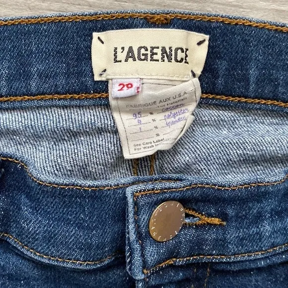 L’Agence El Matador Jeans Womens 29 Bruno Wash Slim Fit Raw Hem Blue