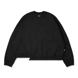 LAKH Men Irregular Patched Crewneck Black IPC-BLCK