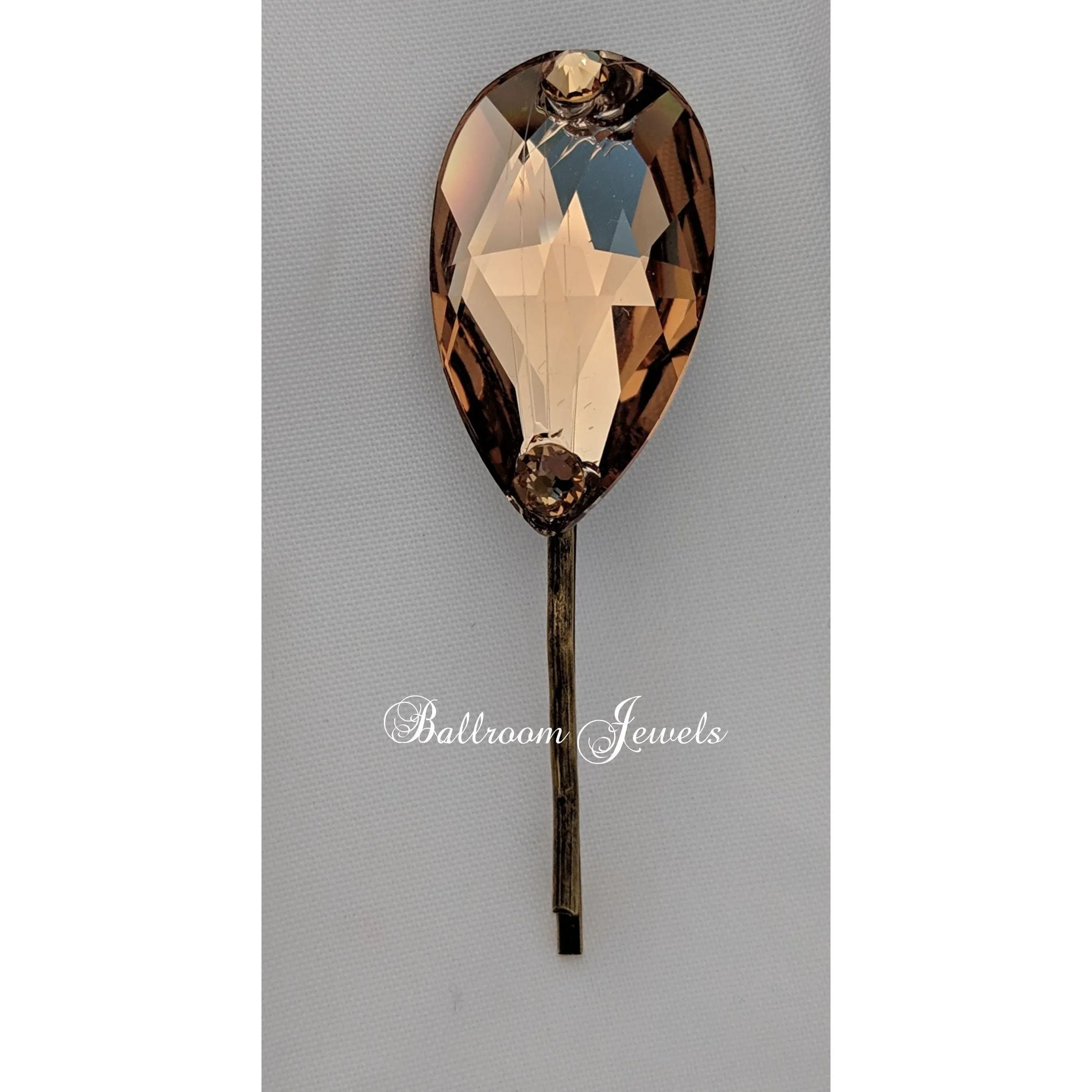 Largest Crystal bobby pins - light topaz