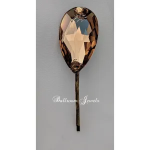 Largest Crystal bobby pins - light topaz