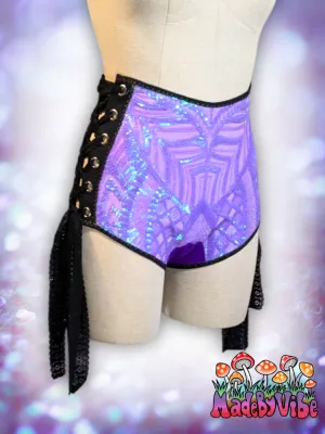 Lavender Haze High Waisted Side Lace Booty Shorts - Ready to Ship