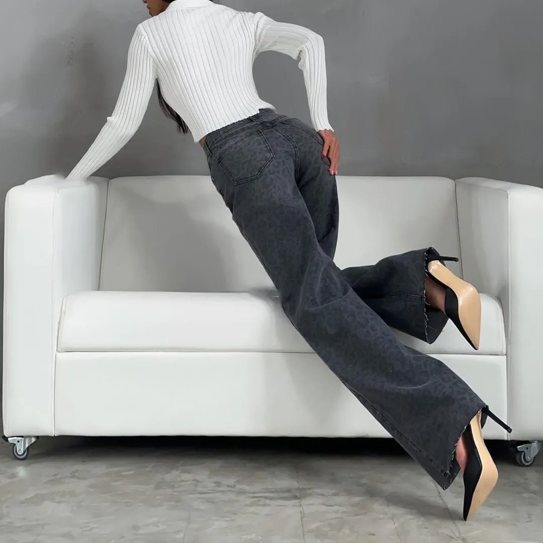 Leopard Chic Women's Wide-Leg Denim