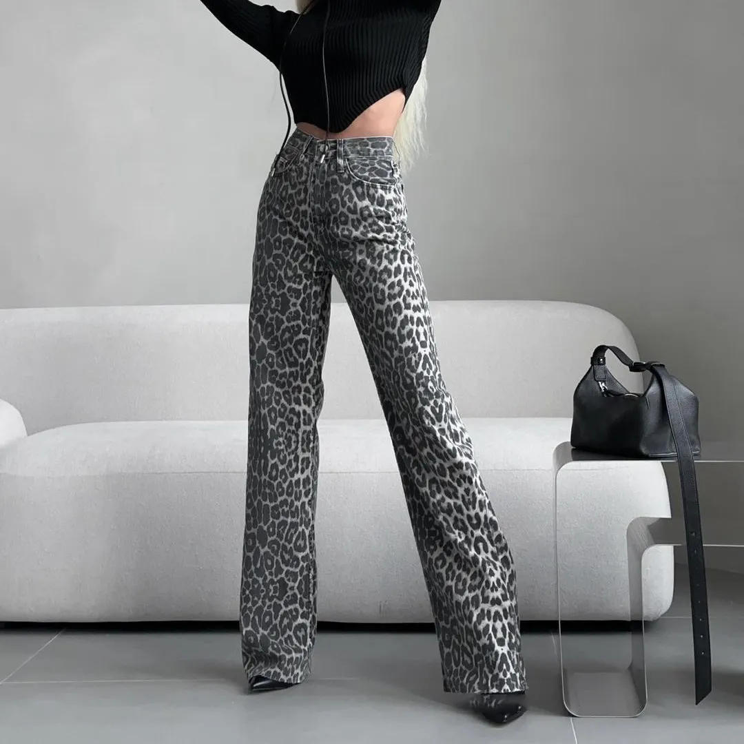 Leopard Chic Women's Wide-Leg Denim