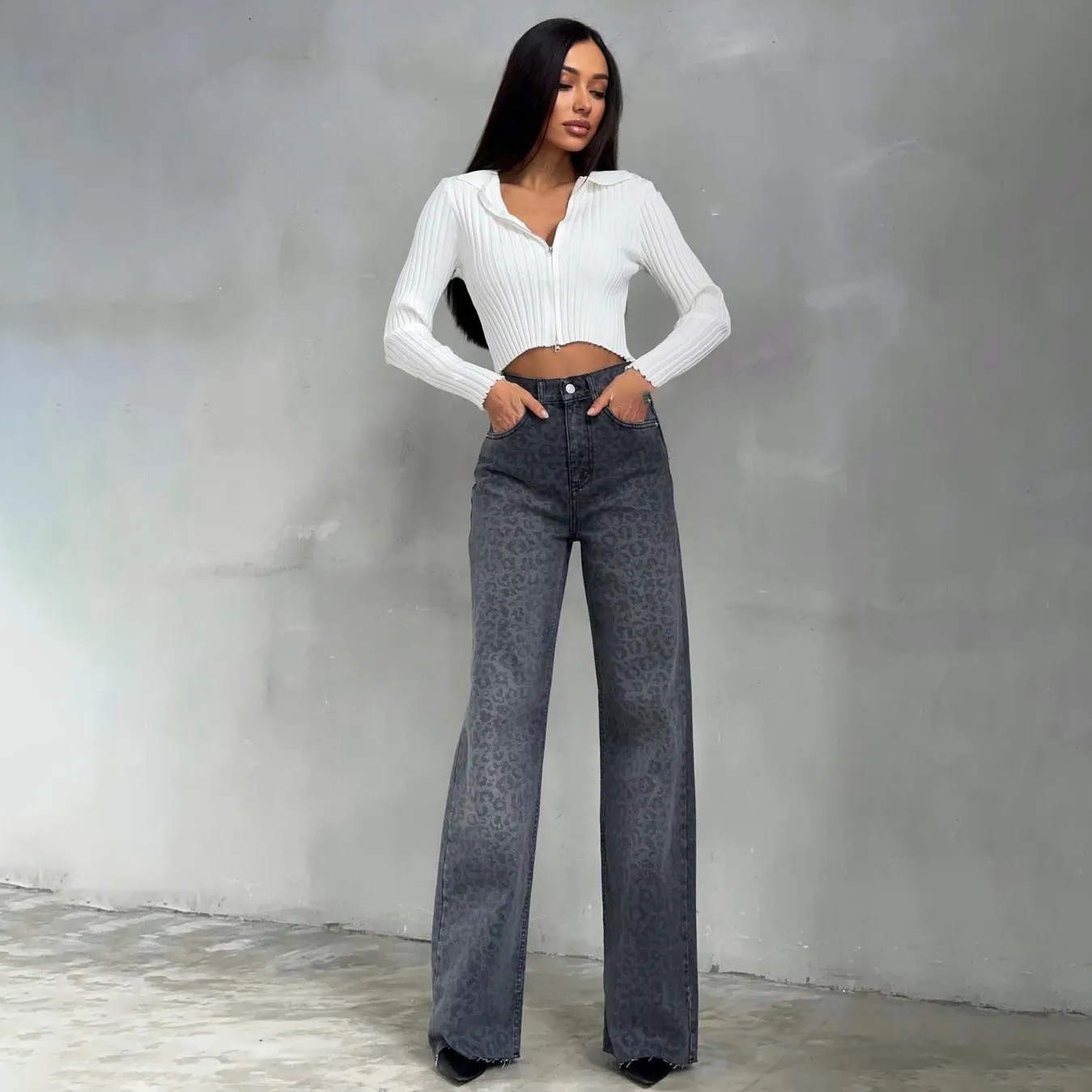 Leopard Chic Women's Wide-Leg Denim