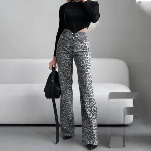 Leopard Chic Women's Wide-Leg Denim