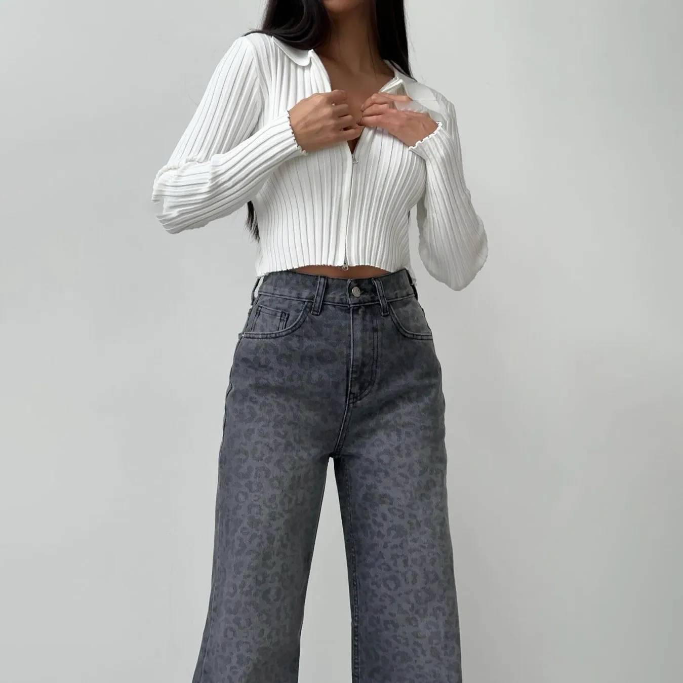 Leopard Chic Women's Wide-Leg Denim